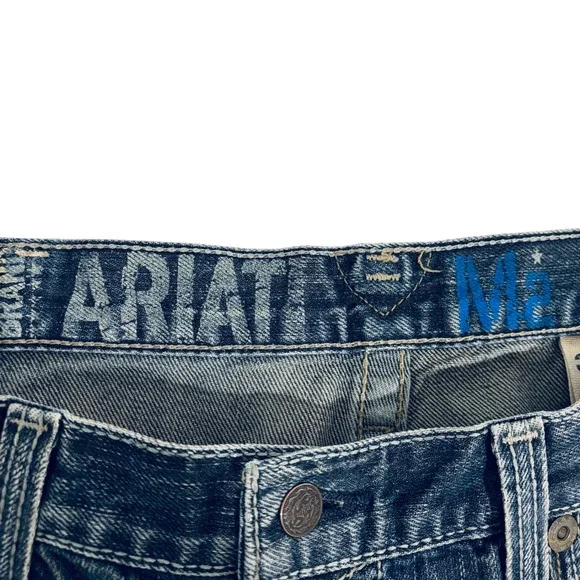 Ariat M2 Relaxed Bootcut Blue Jeans Mens 38 x 34 Distressed Faded Western Cowboy - Picture 10 of 10